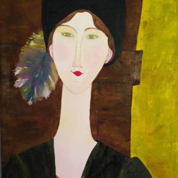Картина под названием "Béatrice Hastings d…" - Geneviève Madrigal, Подлинное произведение искусства, Масло