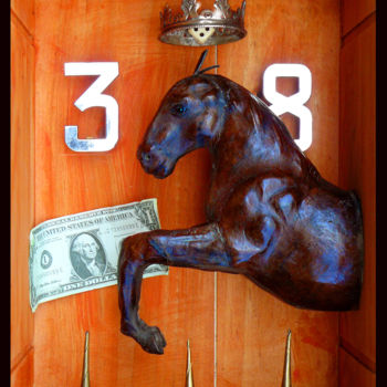 「cheval 38」というタイトルの彫刻 Gilles-Marie Baurによって, オリジナルのアートワーク, コラージュ