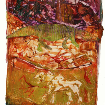 Картина под названием "la-chasse-les-bêtes…" - Grégory M. Compagnon, Подлинное произведение искусства, Масло