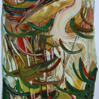 Schilderij getiteld "pelican" door Grégory M. Compagnon, Origineel Kunstwerk, Olie