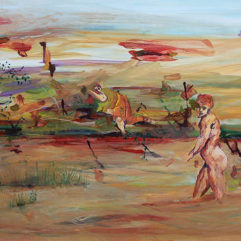 Pintura titulada "baignade" por Grégory M. Compagnon, Obra de arte original, Oleo