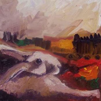 Painting titled "lapin" by Grégory M. Compagnon, Original Artwork