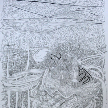 Desenho intitulada "la carte" por Grégory M. Compagnon, Obras de arte originais, Tinta