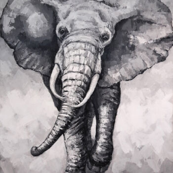Painting titled "elephant" by Nikola Golubovski, Original Artwork, Acrylic