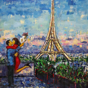 Schilderij getiteld "love in paris" door Nikola Golubovski, Origineel Kunstwerk, Acryl