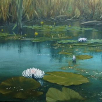 Картина под названием "Летний пруд" - Андрей Уланов, Подлинное произведение искусства, Масло