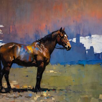 Arts numériques intitulée "horse" par Go San, Œuvre d'art originale, Peinture numérique