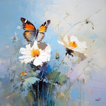 Arts numériques intitulée "butterfly in flight" par Go San, Œuvre d'art originale, Peinture numérique