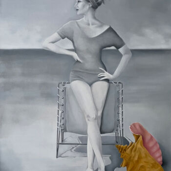 Painting titled "Entendre la mer" by Elise Gobeil, Original Artwork, Oil