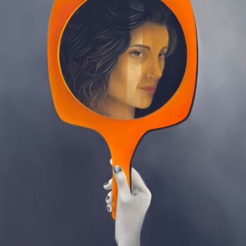 Painting titled "Miroir" by Elise Gobeil, Original Artwork, Oil
