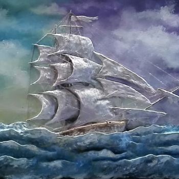 Pittura intitolato "Veliero in mare ape…" da Roberto Gobessi, Opera d'arte originale