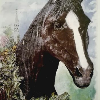 Painting titled "Cavallo (1)" by Roberto Gobessi, Original Artwork, Tempera