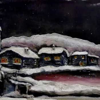 Painting titled "La notte di Natale" by Roberto Gobessi, Original Artwork, Tempera