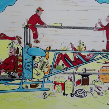 Pintura titulada "Elicottero ironico" por Roberto Gobessi, Obra de arte original