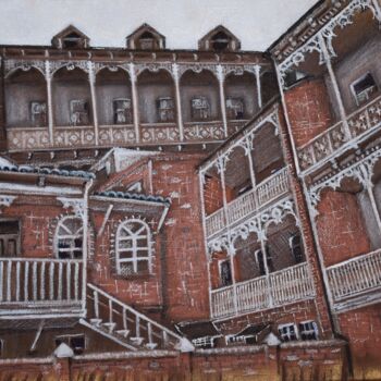 Pittura intitolato "Тбилисские балконы…" da Gocha Kirikashvili, Opera d'arte originale, Acrilico