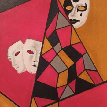 Painting titled "Masks of the world_2" by Gocha Kirikashvili, Original Artwork, Acrylic