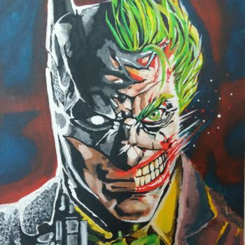 Painting titled "BATMAN & JOKER DC /…" by Flooyd, Original Artwork, Acrylic