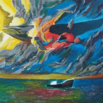 Pintura titulada "Moby Dick LANDSCAPE" por Flooyd, Obra de arte original, Acrílico