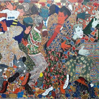 Painting titled "Friends dancing" by Gochmuradov Gahryman, Original Artwork, Oil