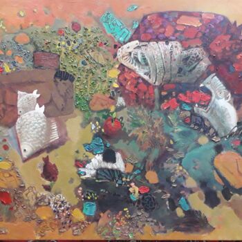 Картина под названием "Human and animal" - Gochmuradov Gahryman, Подлинное произведение искусства, Масло