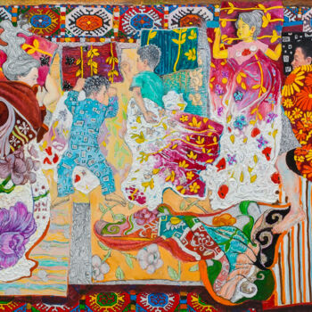 Pittura intitolato "Flowers in my garden" da Gochmuradov Gahryman, Opera d'arte originale, Olio
