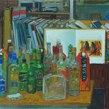 Картина под названием "Bottles" - Gochmuradov Gahryman, Подлинное произведение искусства, Масло
