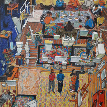Malerei mit dem Titel "My art workplace" von Gochmuradov Gahryman, Original-Kunstwerk, Öl