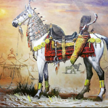 Peinture intitulée "King horse" par Gochmuradov Gahryman, Œuvre d'art originale, Acrylique