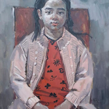 Painting titled "Small girl" by Gochmuradov Gahryman, Original Artwork, Oil