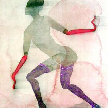 Schilderij getiteld "Pink 2" door Zhi Wu, Origineel Kunstwerk