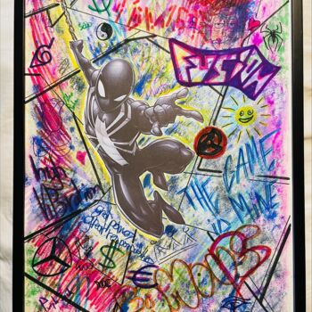 Κολάζ με τίτλο ""FUSION", spiderman…" από God Wk, Αυθεντικά έργα τέχνης, Στυλό