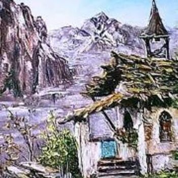 Painting titled "Chapelle des alpes" by Roger Godart, Original Artwork