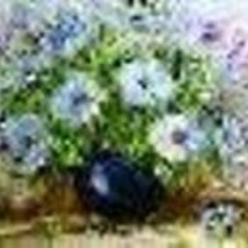 Картина под названием "fleurs en pot I" - Roger Godart, Подлинное произведение искусства