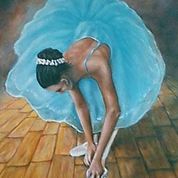 Peinture intitulée "Danseuse au lacet" par Roger Godart, Œuvre d'art originale, Huile