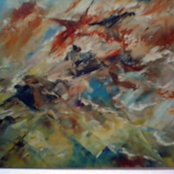 Painting titled "Abstraction" by Roger Godart, Original Artwork, Oil