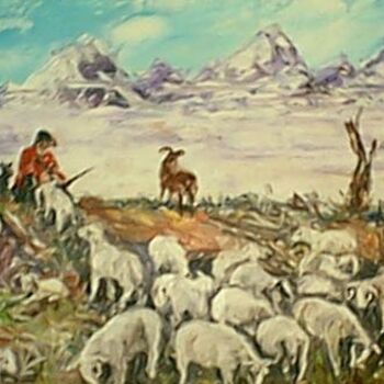 Painting titled "berger des alpes" by Roger Godart, Original Artwork, Oil