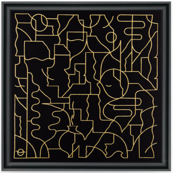 "Or Noir, 2021" başlıklı Tekstil Sanatı Goddog tarafından, Orijinal sanat, Nakış Ahşap Sedye çerçevesi üzerine monte edilmiş