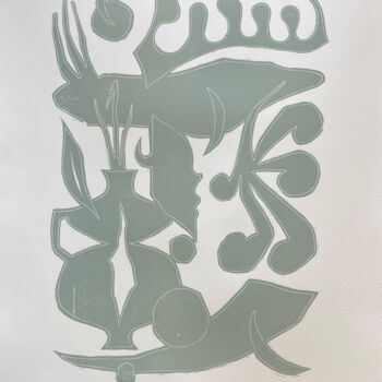 Incisioni, stampe intitolato "Sans titre (vert)" da Goddog, Opera d'arte originale, Litografia