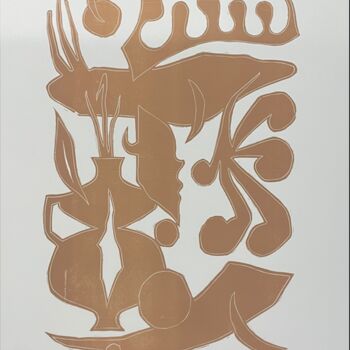 Estampas & grabados titulada "Sans titre (ocre)" por Goddog, Obra de arte original, Xilografía