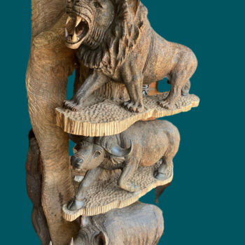 Sculpture titled "The Big 5 Masterpie…" by Godfrey "Gotcha" Ncube, Original Artwork, Wood