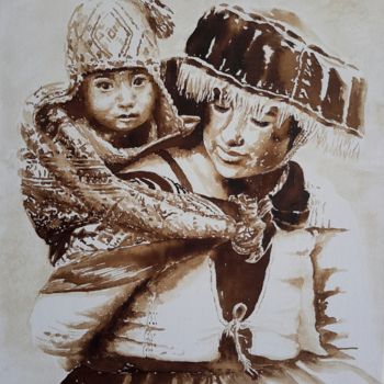 Painting titled "Madre Andina" by Godofredo Torres, Original Artwork, Pigments