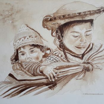 Pintura titulada "Amor de madre" por Godofredo Torres, Obra de arte original, Pigmentos