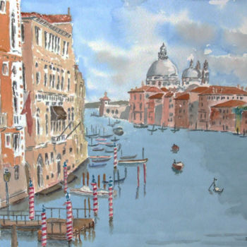 Painting titled "Grand canal & Sta M…" by Godwin Cassar, Original Artwork