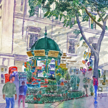 Painting titled "Flower kiosk Republ…" by Godwin Cassar, Original Artwork