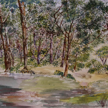Pintura titulada "Mizieb woodland l/o…" por Godwin Cassar, Obra de arte original
