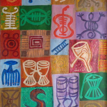 Painting titled "Symbols & Musical I…" by Godwin Atta Geoman, Original Artwork, Oil