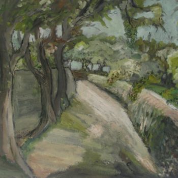 Pintura intitulada "Path with trees." por Ferran Gomila, Obras de arte originais, Óleo