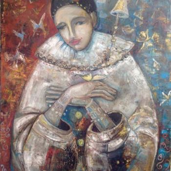 Painting titled "Pierot" by Elena Injia, Original Artwork, Oil