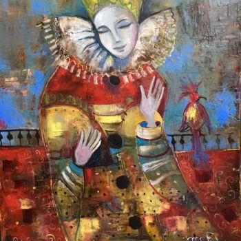 Painting titled "Queen" by Elena Injia, Original Artwork, Oil