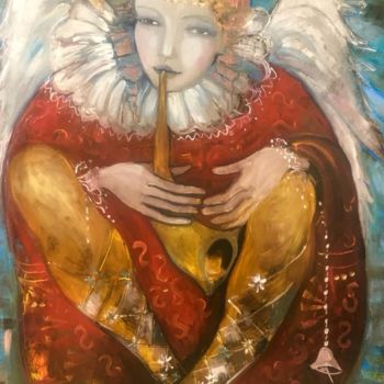 Painting titled "our guardian angel…" by Elena Injia, Original Artwork, Oil